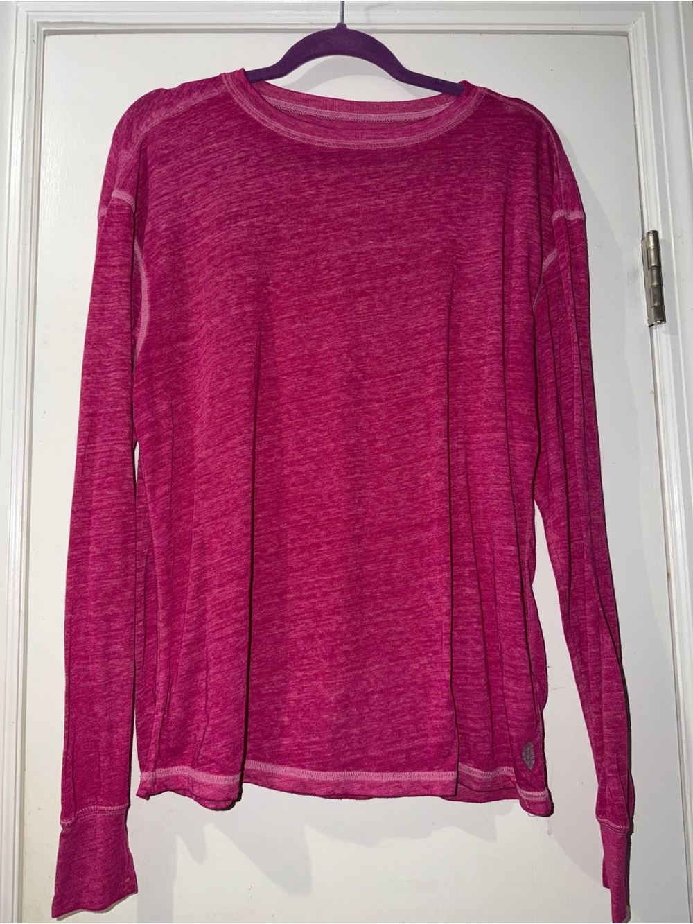 Free People Fuchsia Long-Sleeve Crewneck Top